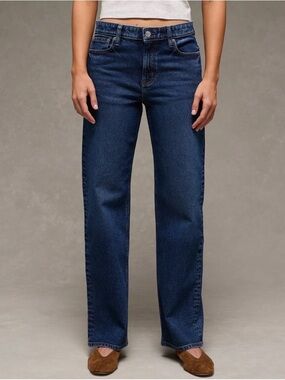 AE stovepipe dark wash Classic Straight Leg Dark Blue Jeans 8 long